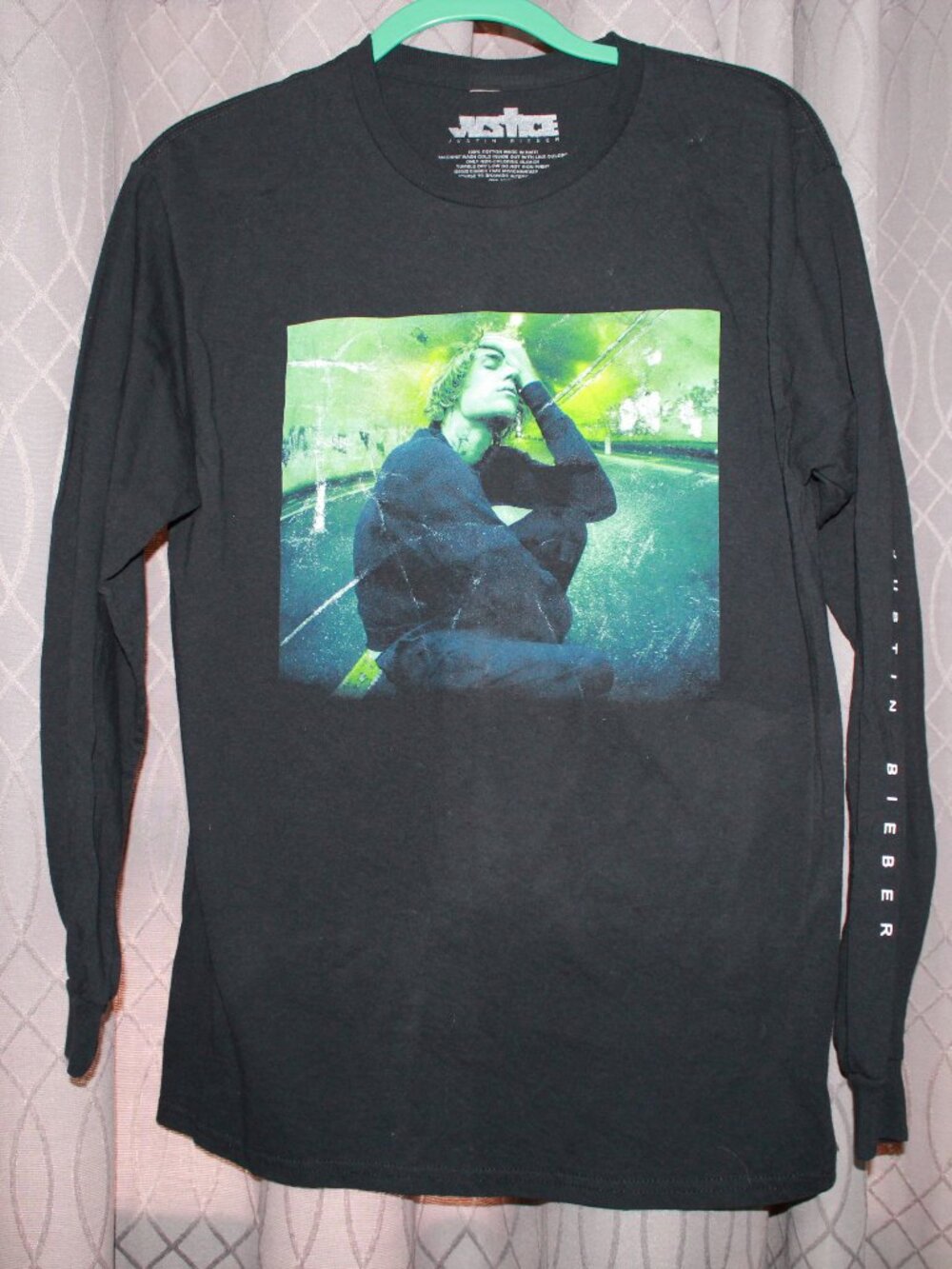 Justin Bieber Justice World Tour Adult Long Sleeve Shirt Size Medium